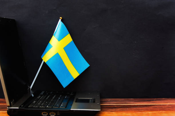 istock flag of Sweden on laptop 1205766512