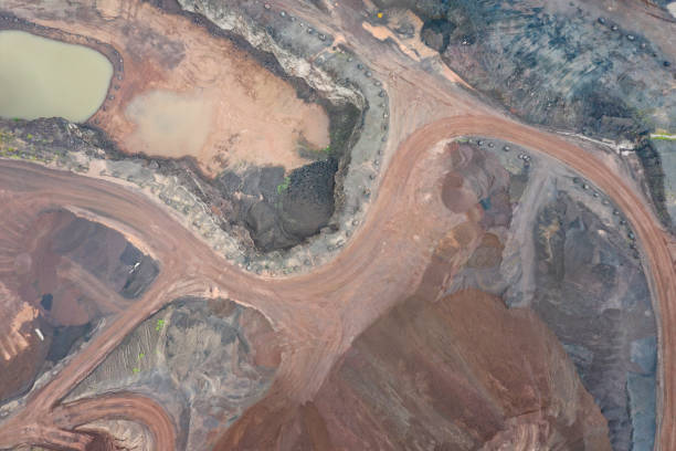istock Aerial view of open cast mine 1205766768