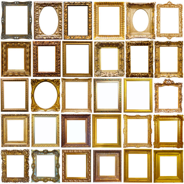 Set of photo frames on white