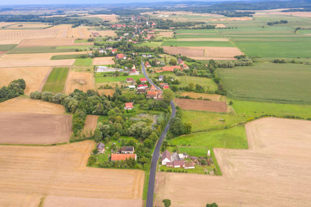 istock Aerial view of a small village 1205767084