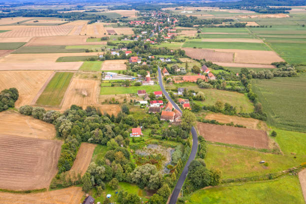 istock Aerial view of a small village 1205767124