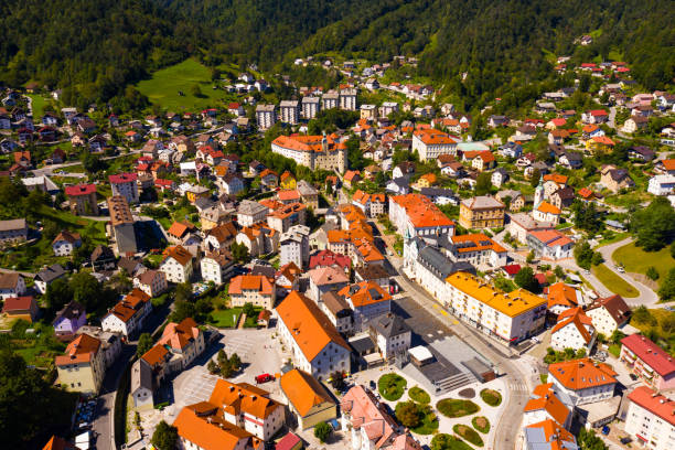 istock Aerial cityscape of Idrija 1205768095