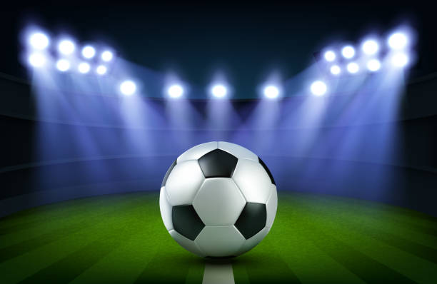 istock Soccer ball on stadium, football arena banner 1205771610