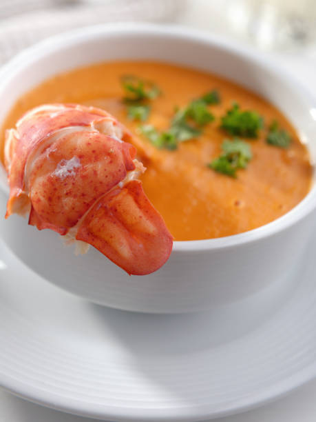 istock Portion of Lobster Chowder soup closeup 1205776864