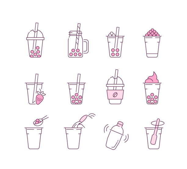 herbata bąbelkowa - agar jelly obrazy stock illustrations