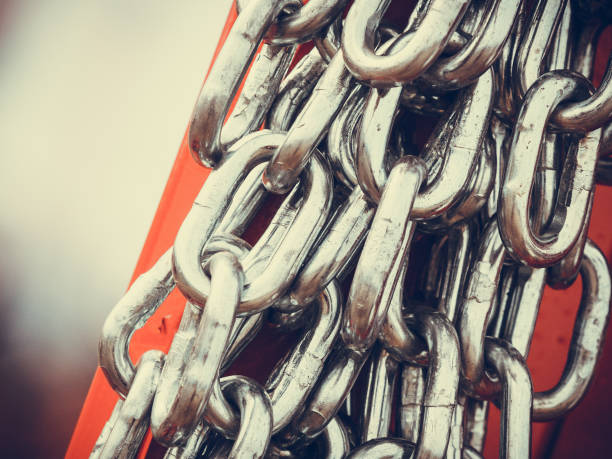 istock Detailed closeup, lot of silver chains 1205782002