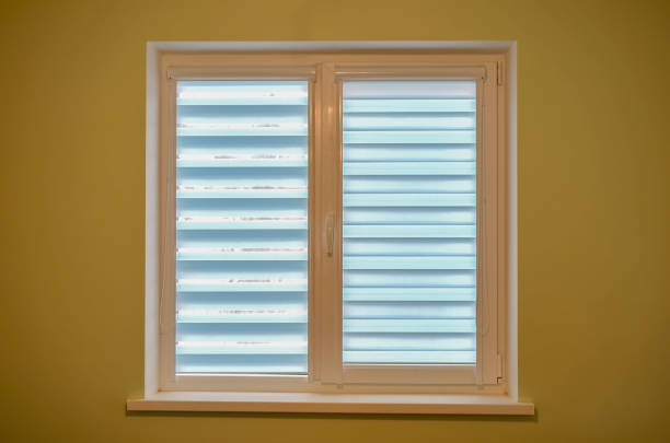 istock White plastic glazing. White double or triple plastic window isolated at home room 1205782019