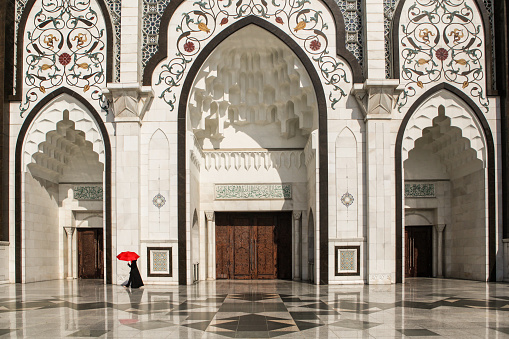 The main entrance of Federal Territory Mosque , Kuala Lumpur.