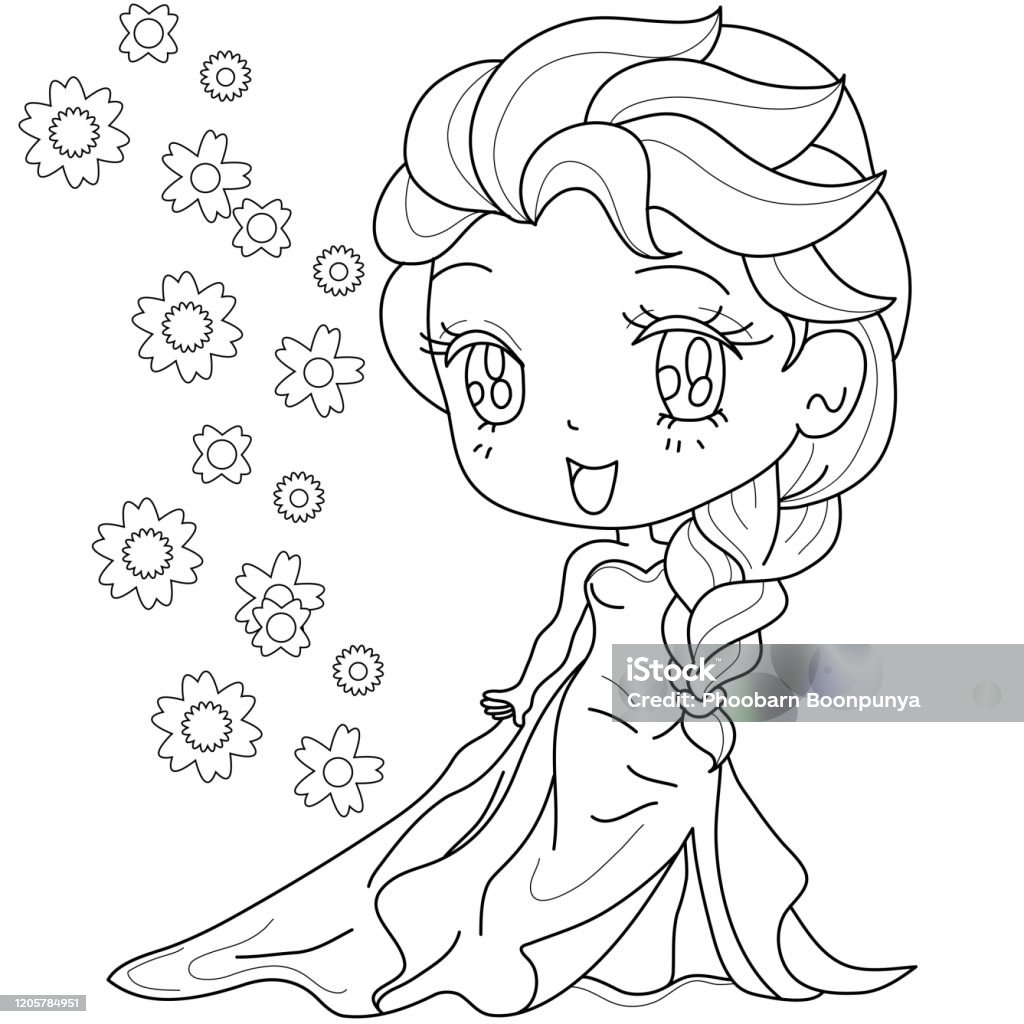 Cute Fairytale Princess On A White Background For Kids Coloring Book Vector  Illustration Stock Illustration - Download Image Now - iStock