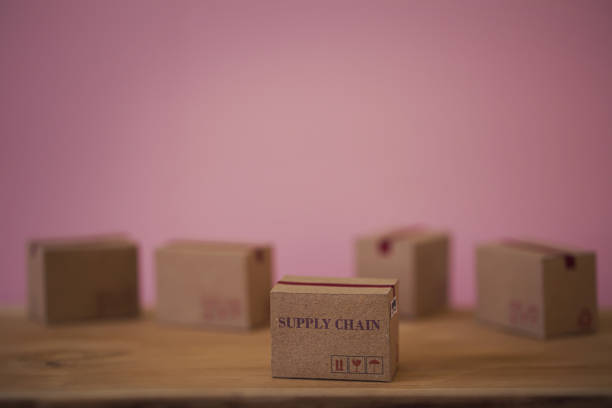 istock Arrange cardboard boxes for packing of goods. Supply chain / logistic distributor and delivery service concept : International freight or shipping service to customers 1205786178