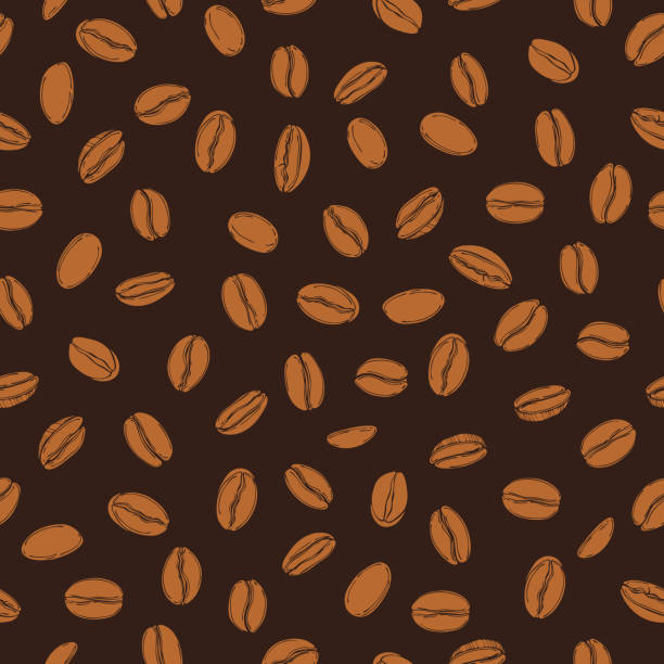 stockillustraties, clipart, cartoons en iconen met vectorpatroon met koffiebonen. - coffee beans