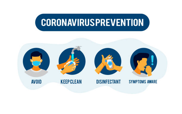ilustraciones, imágenes clip art, dibujos animados e iconos de stock de ilustración de información de prevención relacionada con 2019-ncov coronavirus - people in the background