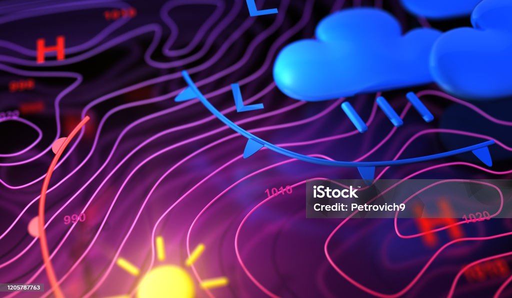 Weather Map Weather Map - 3D Rendering Meteorology Stock Photo