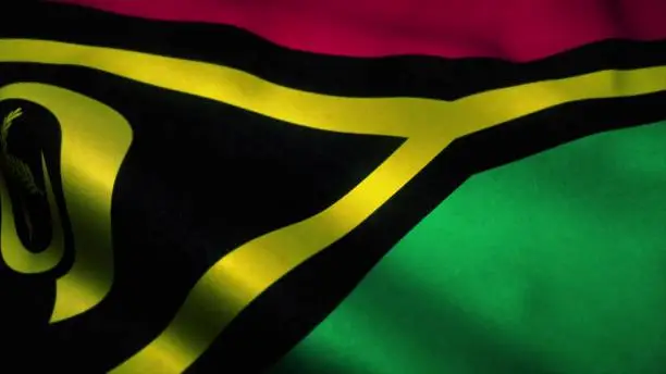 Photo of Vanuatu flag waving in the wind. National flag of Vanuatu. Sign of Vanuatu. 3d illustration