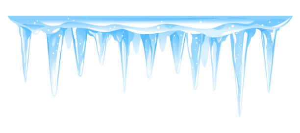 illustrazioni stock, clip art, cartoni animati e icone di tendenza di icicles_cluster_in_row_isolated - icicle hanging snow moving down