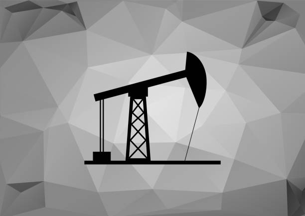 低いポリ背景のオイルポンプ。石油産業、化石燃料、概念。掘削リグのシルエット。 - pipe silhouette oil pump mining点のイラスト素材／クリップアート素材／マンガ素材／アイコン素材