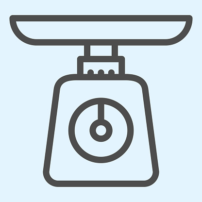 Weight scales line icon. Domestic weighing scale machine. Home-style kitchen vector design concept, outline style pictogram on white background, use for web and app. Eps 10