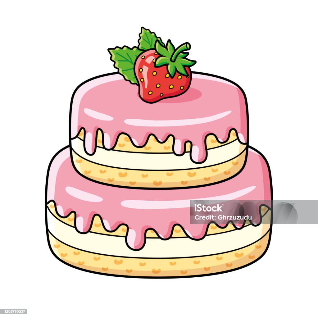 Big Strawberry Cake Stock Illustration - Download Image Now - Cake ...