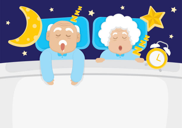 Senior sleeping illustration vector Senior sleeping illustration vector with copy space to put your text. sleeping grandpa stock illustrations