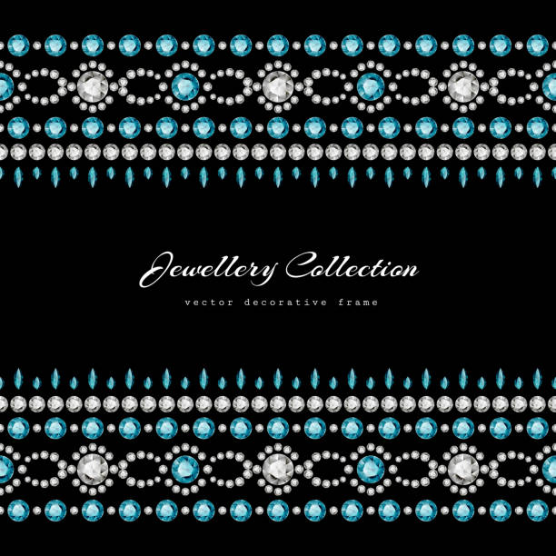 ilustraciones, imágenes clip art, dibujos animados e iconos de stock de elegante fondo con adornos de borde de joyería - costume jewelry