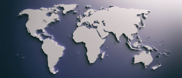 istock World map flat, blank continents against blue background. 3d illustration 1205797951