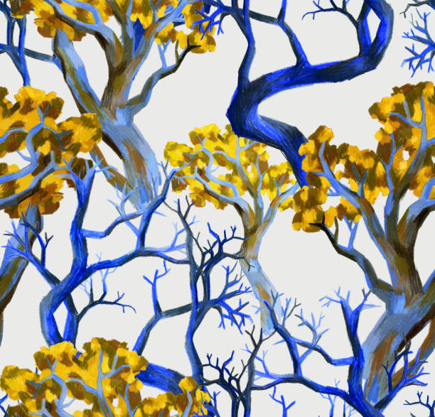 미니멀 한 스타일 이음새없는 패턴 - autumn backgrounds bark botany stock illustrations