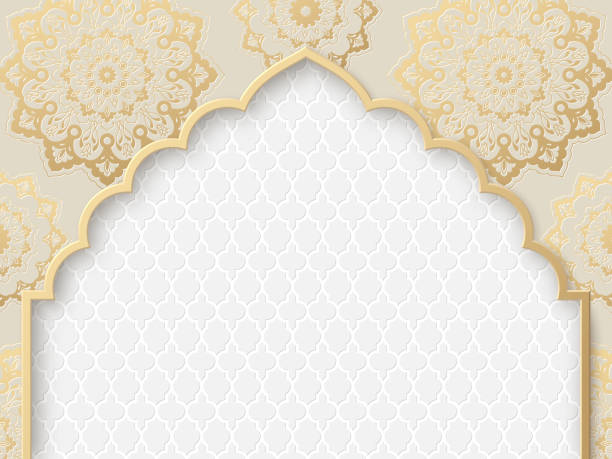 vektor verzierter rahmen mit indischem, arabesken motiv. - mandala gold arabic style decoration stock-grafiken, -clipart, -cartoons und -symbole