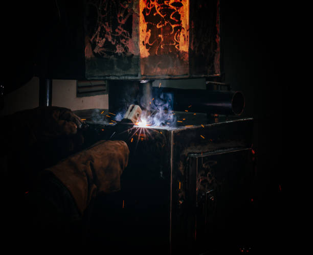 istock Spot welding of a metal product in locksmith workshop 1205805265