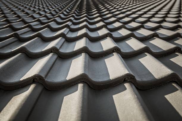 istock Black Ceramic Roof Tiles 1205805723