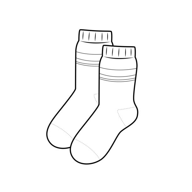 ilustrações de stock, clip art, desenhos animados e ícones de vector illustration of socks isolated on white background for kids coloring book. - silk stockings