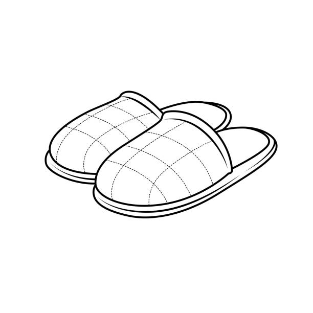 Vector illustration of slippers isolated on white background for kids coloring book. Vector illustration of slippers isolated on white background for kids coloring book. slipper stock illustrations