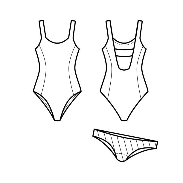 아이 색칠 공부 를 위한 흰색 배경에 고립 된 수영복의 벡터 그림입니다. - swimming trunks swimwear clothing beach stock illustrations