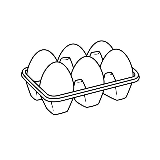 Vector illustration of Vector illustration of egg isolated on white background for kids coloring activity worksheet/workbook.