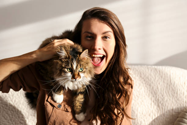 istock Charismatic young woman playing with her adorable cat. 1205810848
