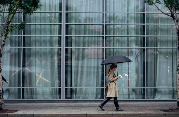 istock A Woman Walking on Rainy Day 1205811876