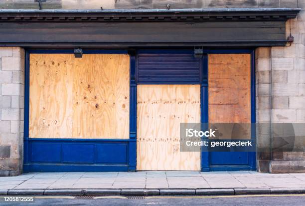 Boarded Up Shop Stock Photo - Download Image Now - Store, Closed, Boarded Up
