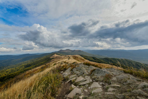 Autumn in the Bieszczady Mountains. Polish mountains landscape