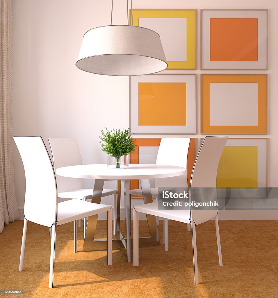Moderne Esszimmer Zimmer - Lizenzfrei Orange - Farbe Stock-Foto