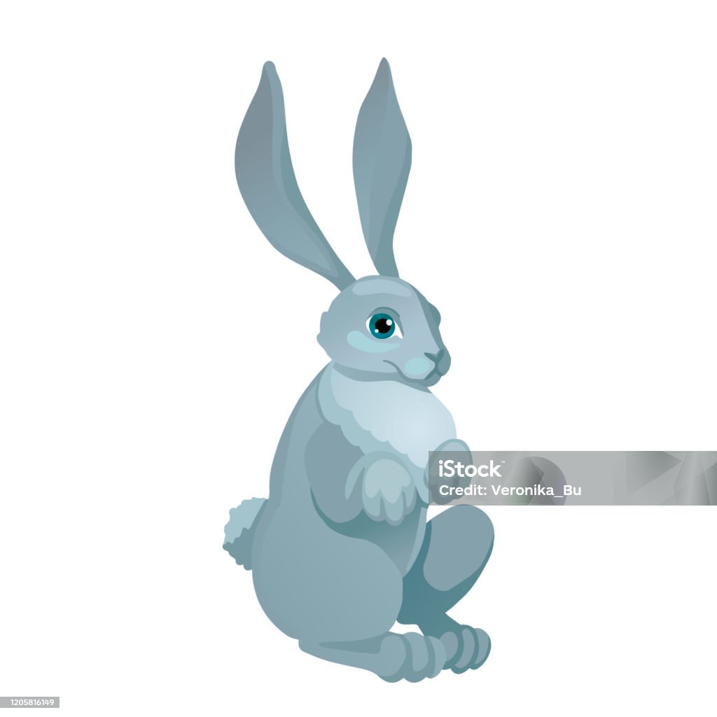 Gray Rabbit Animation Gray Rabbit Is Standin Vector Cartoon Illustration Stock Illustration ...