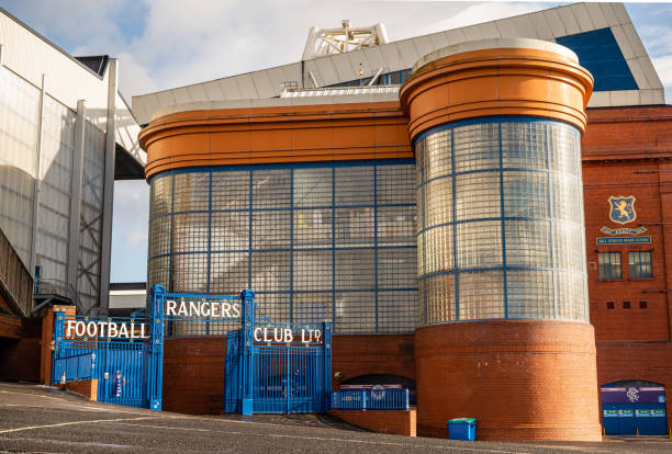 Scotland Ibrox Stadium Glasgow Rangers Football Stadium, this is the World famous football park of the professional team of RFC Rangers Football Club. scotland football team stock pictures, royalty-free photos & images