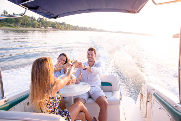 istock Friends having fun on the boat 1205825997
