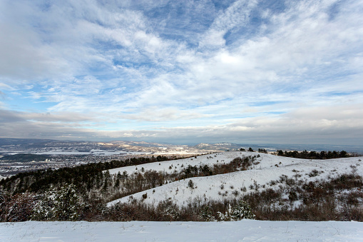 Winter day on the Nagy-Szenas (Pilis) mountain near Nagykovacsi, Hungary.