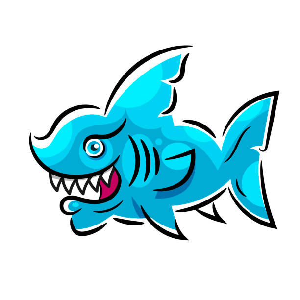 istock Toothy White Shark Illustration Suitable For Greeting Card, Poster Or T-shirt Printing. 1205829230