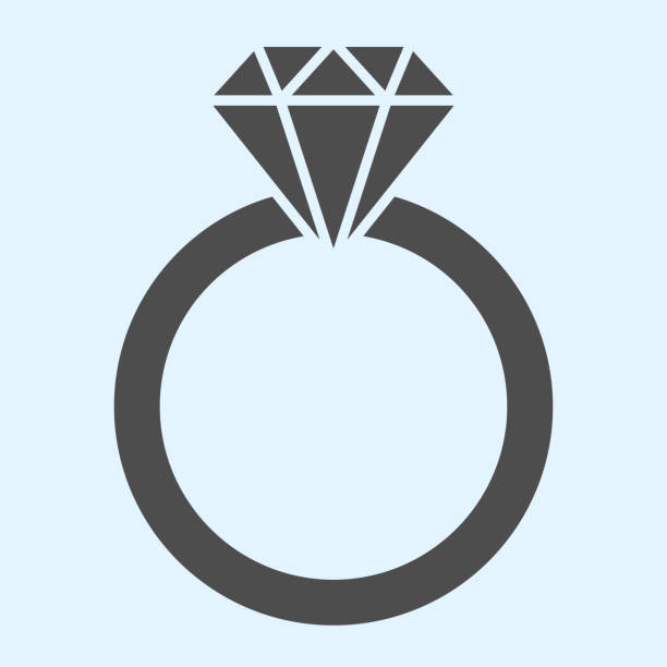 ilustrações de stock, clip art, desenhos animados e ícones de engagement ring solid icon. romantic proposal jewelry item with diamond. wedding asset vector design concept, glyph style pictogram on white background, use for web and app. eps 10. - ring diamond jewelry wedding