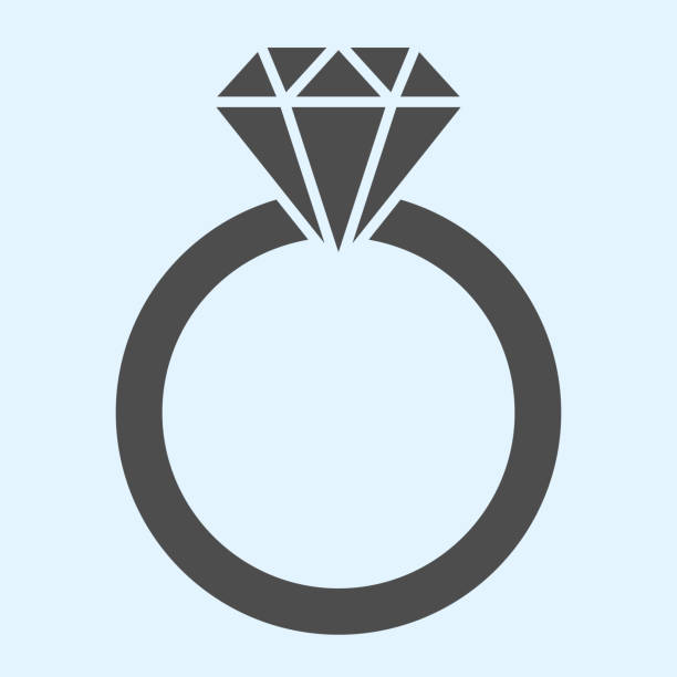 обручальное кольцо твердый значок. романтическое предложение ювел�ирных изделий с бриллиантом. свадебный вектор вектор концепции, пиктогр� - jewelry stock illustrations