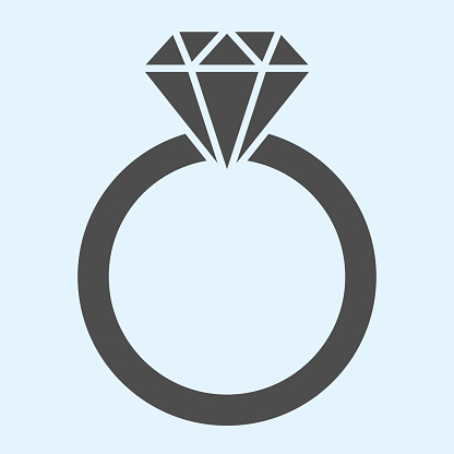Engagement ring solid icon. Romantic proposal jewelry item with diamond. Wedding asset vector design concept, glyph style pictogram on white background, use for web and app. Eps 10