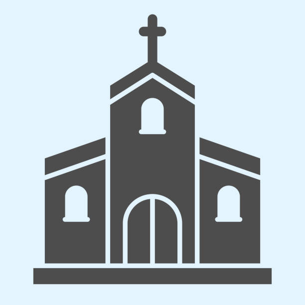 Church solid icon. Orthodox christian building with cross on top. Wedding asset vector design concept, glyph style pictogram on white background, use for web and app. Eps 10. Church solid icon. Orthodox christian building with cross on top. Wedding asset vector design concept, glyph style pictogram on white background, use for web and app. Eps 10 chapel illustrations stock illustrations