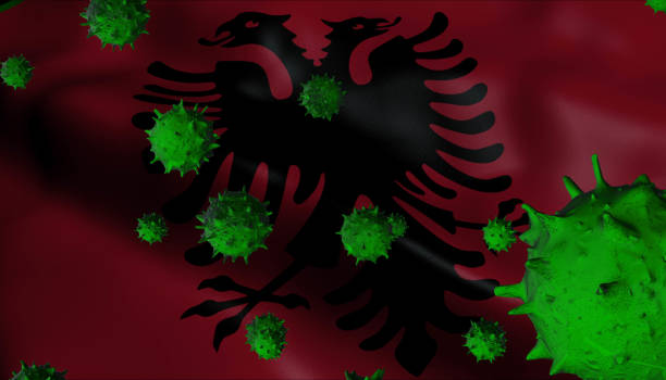 istock Corona Virus Outbreak with Albania Flag - Coronavirus Concept Flag 1205832763