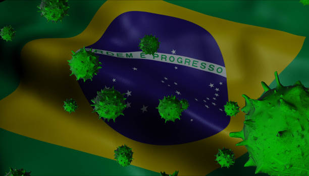 istock Corona Virus Outbreak with Brazil Flag - Coronavirus Concept Flag 1205832799
