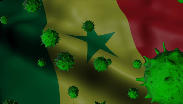 surto de vírus corona com bandeira do senegal - bandeira conceito coronavírus - senegal flag dirty africa - fotografias e filmes do acervo